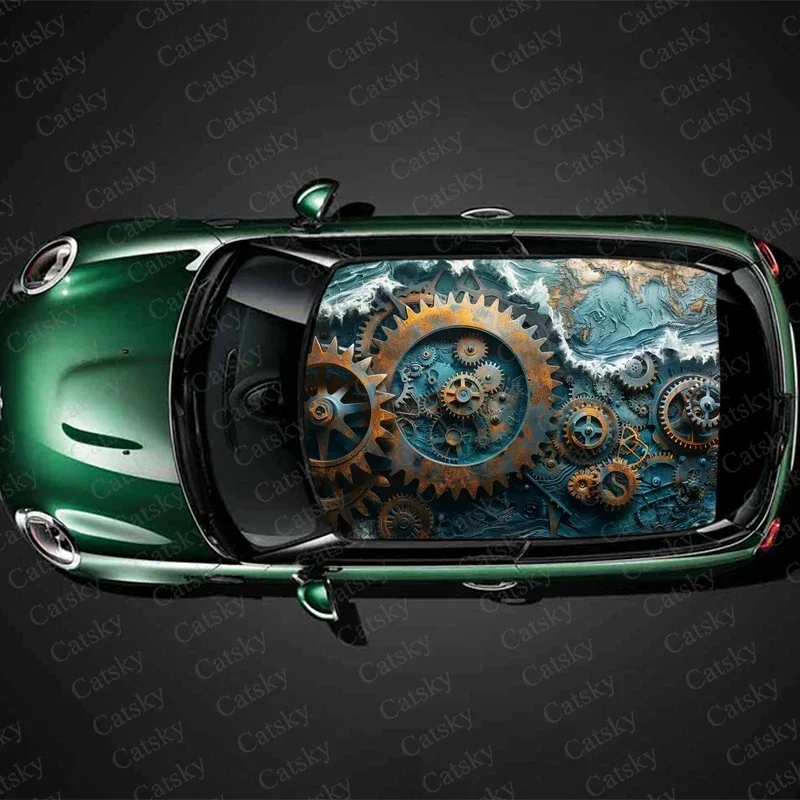 

Rusty Gears Design Car Roof Sticker Wrap Racing SUV Accessories Packaging Painted PVC Custom Car Graphic Decal