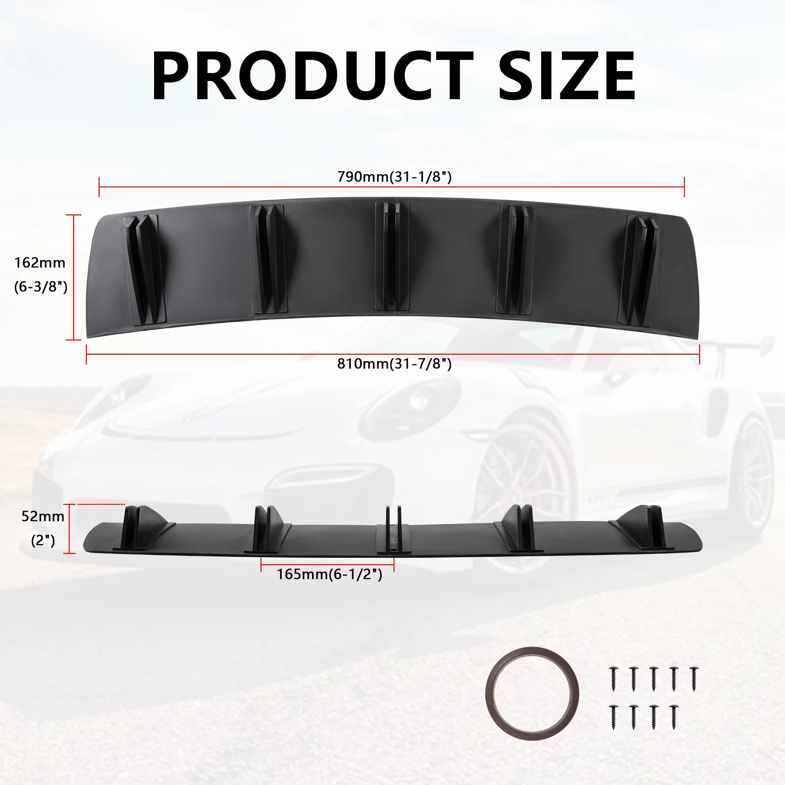 5 Fins Matte Black Rear Bumper Diffuser Lip Spoiler Splitter New For Honda Accord