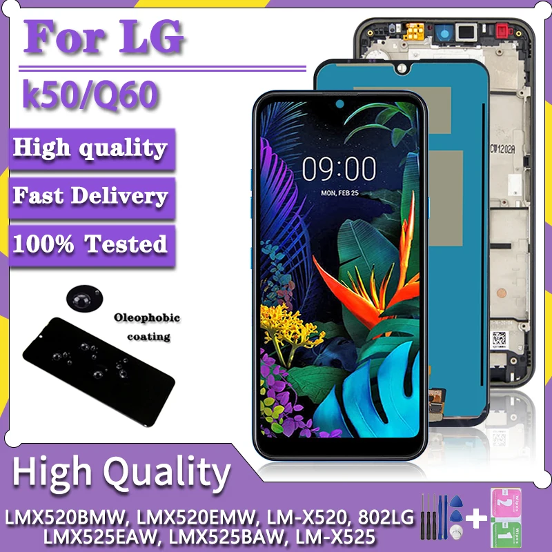 6.26 "polegadas para lg k50 q60 lmx525aw lmx520bmw display lcd digitador da tela de toque para lg k12 max k12 prime display quadro
