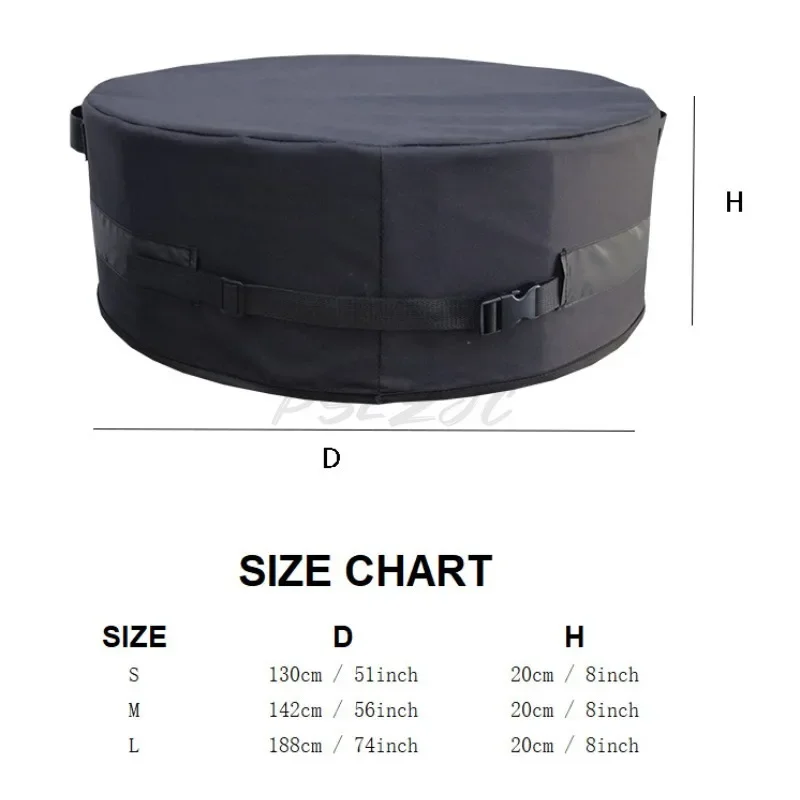 Outdoor Circular Stone Wall Bottom Elastic Rope Fire Pit Cover with Adjustable Buckle 600D Waterproof Protection Cover