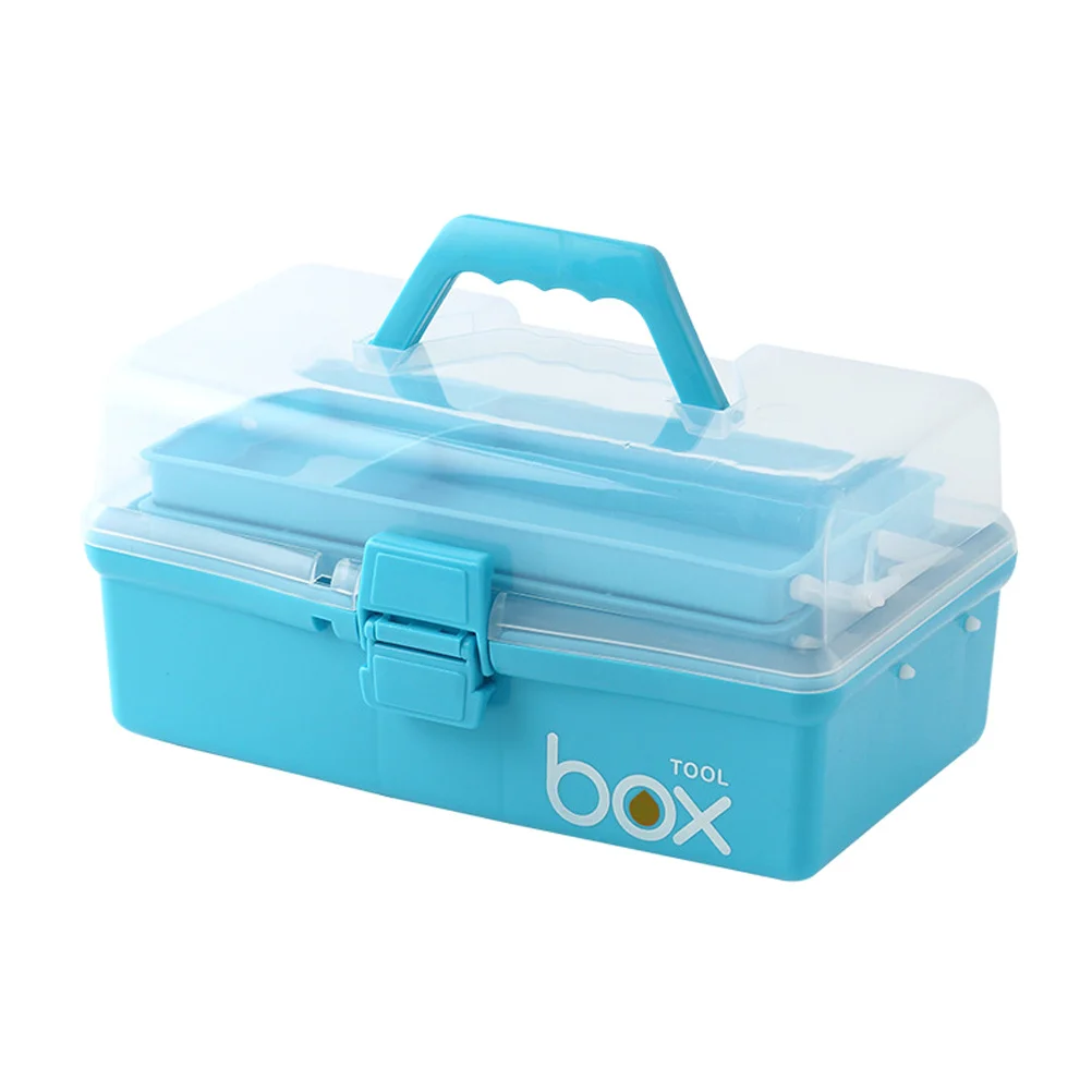 حقيبة تخزين محمولة متعددة الطبقات للإسعافات الأولية للمنزل والمكتب والسفر في الهواء الطلق باللون الأزرق السماوي مقاس S حقيبة طبية #2