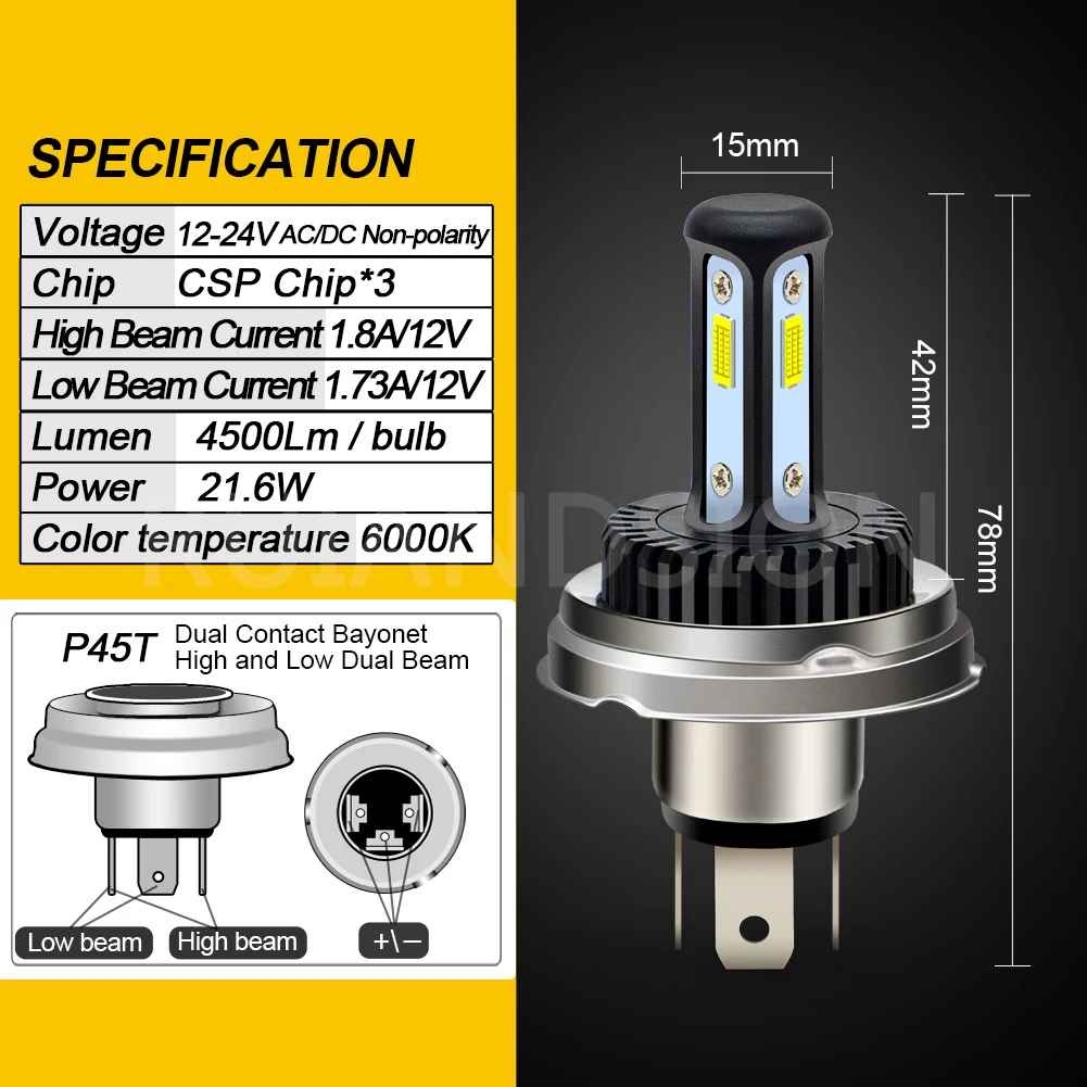 P45T LED Universal Motorcycle Accessories Headlamp R2 LED Front Fog Light Bulb 12V-24V For ATV Scooter Motor Headlight Lamp 1Pcs