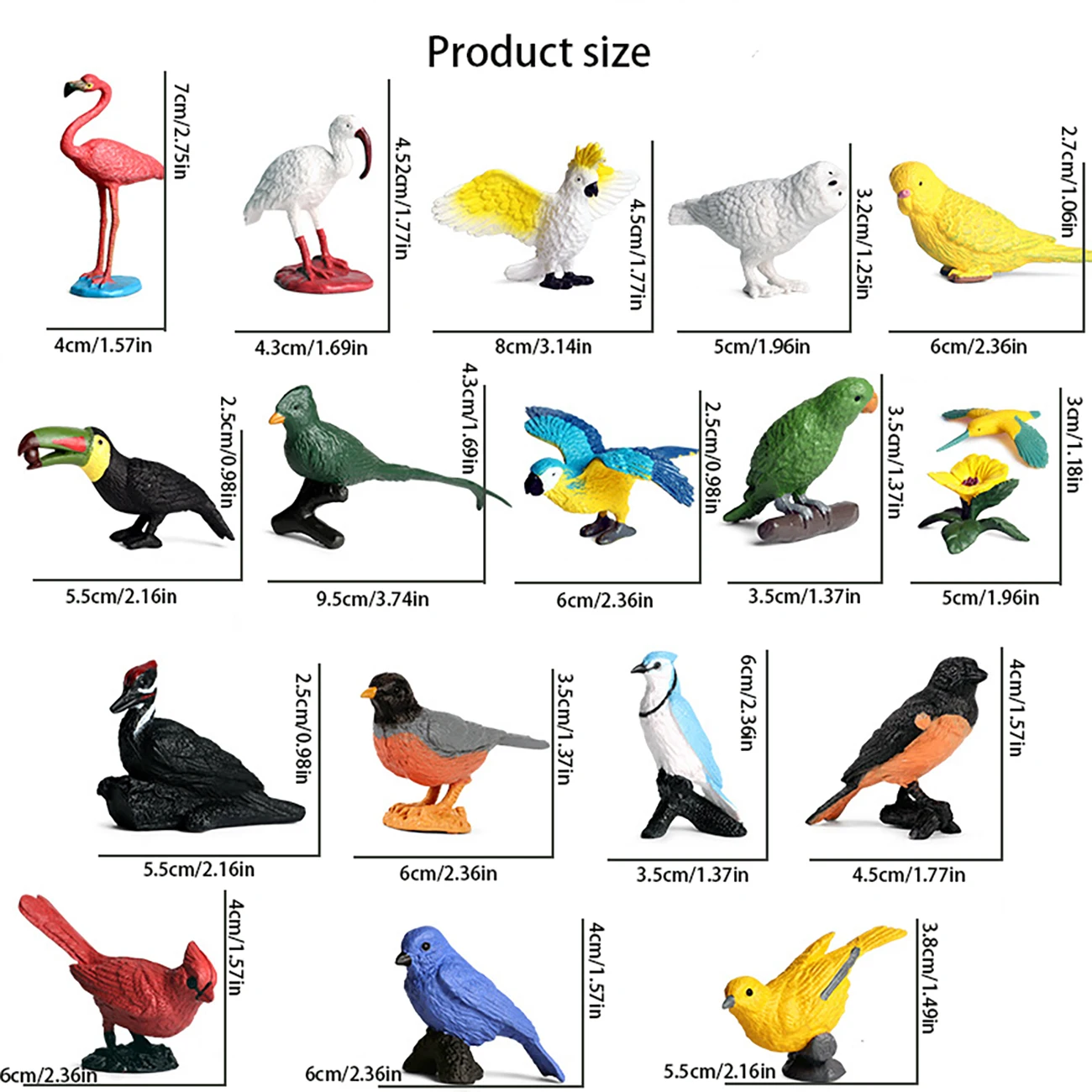 7pcs/10pcs/17pcs Children\'S Science Education Cognitive Simulation Wild Bird Animal Model Solid Bird Mini Flamingo Parrot Toucan