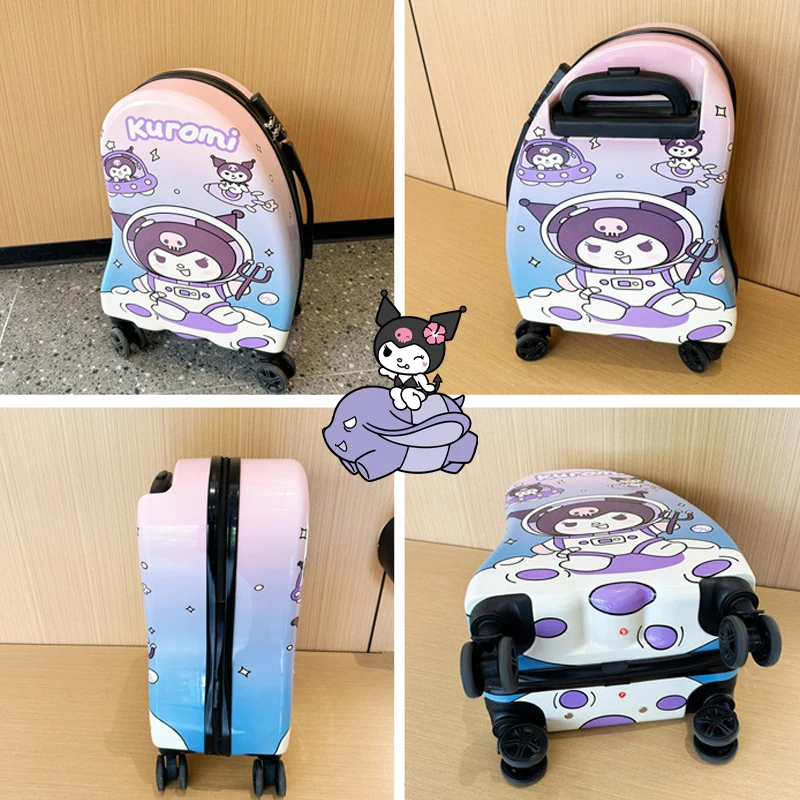 

Новый детский чемодан на колесиках, нерегулярный Kawaii Kuromi, чемодан с героями мультфильмов «Hello Kitty», универсальный чемодан с паролем на колесиках, подарок для девочки
