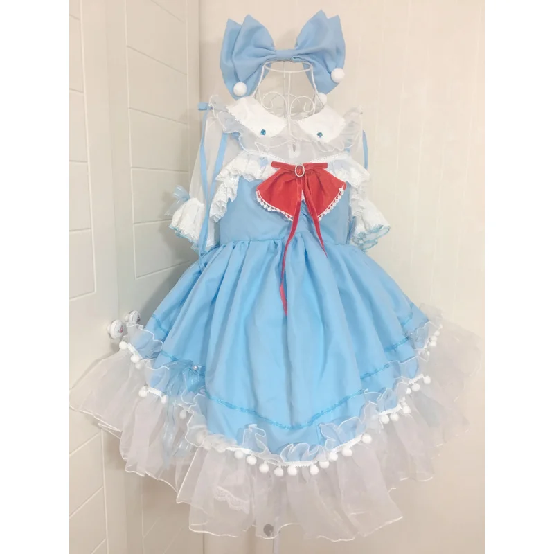 Game Touhou Project Cirno Cosplay Costume Cute Blue Uniform Dress Activity Party Role Play Clothing Custom Make RZ5653