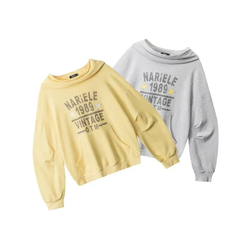 Solto ajuste moletom com capuz feminino novo sle impresso oversized americano preguiçoso sle moletom com capuz temporada de outono