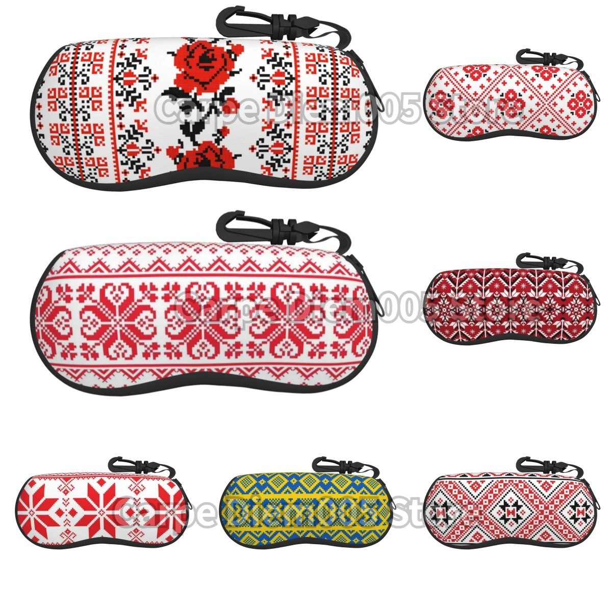 

Ukrainian Embroidery Style Rose Sunglasses Soft Zip Case Eyeglass Cases with Belt Clip