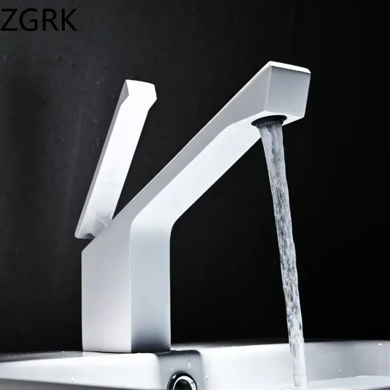 Faucet Bathroom Solid Brass White Basin Tap Cold and Hot Mixer Basin WaterTap Single Handle Single Hole torneiras do banheiro