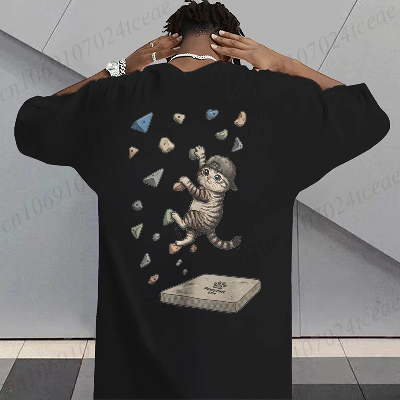 Klettern Bouldern Katzen-Grafik T-Shirt für Männer und Frauen Lustiges Kletterer-Tiermotiv T-Shirts Lässige Outdoor-Streetwear T-Shirts – Detail 6