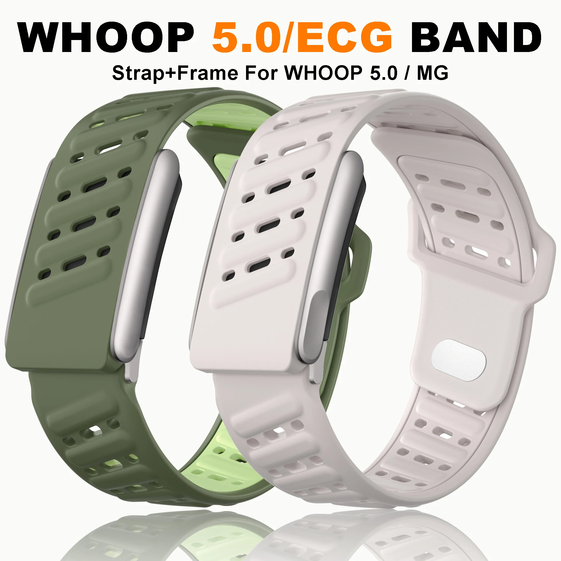 

NEW Sports Rubber Watch Band For Whoop 5.0 Dual Colors Silicone Strap For WHOOP MG Bracelet with Metal Frame Wristband