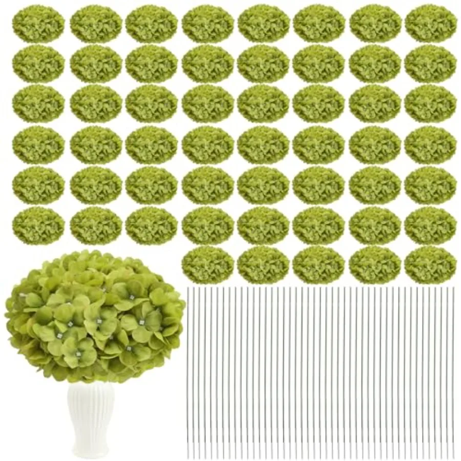 

104 шт. Искусственные гортензии оптом - реалистичные шелковые головки гортензий с стеблями для свадебных композиций