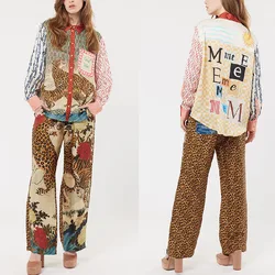 Women's Suits Personalized Trendy Animal Print Vacation High Street Fashion Shirt + Trousers 2-piece Set