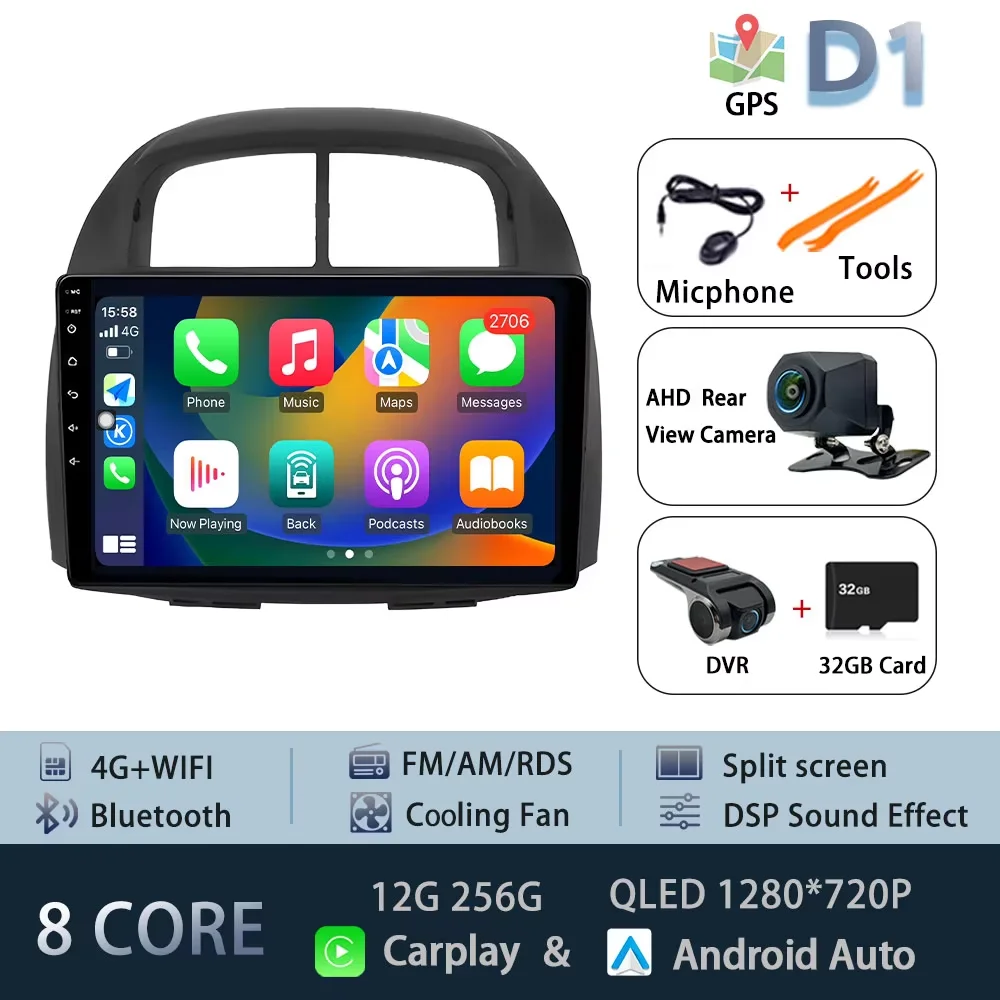 10.1 "Autoradio Android 15 Voor Toyota Passo Myvi Daihatsu Sirion 2006-2011 CarPlay Auto BT Multimedia GPS 360 °   Hoofdeenheid