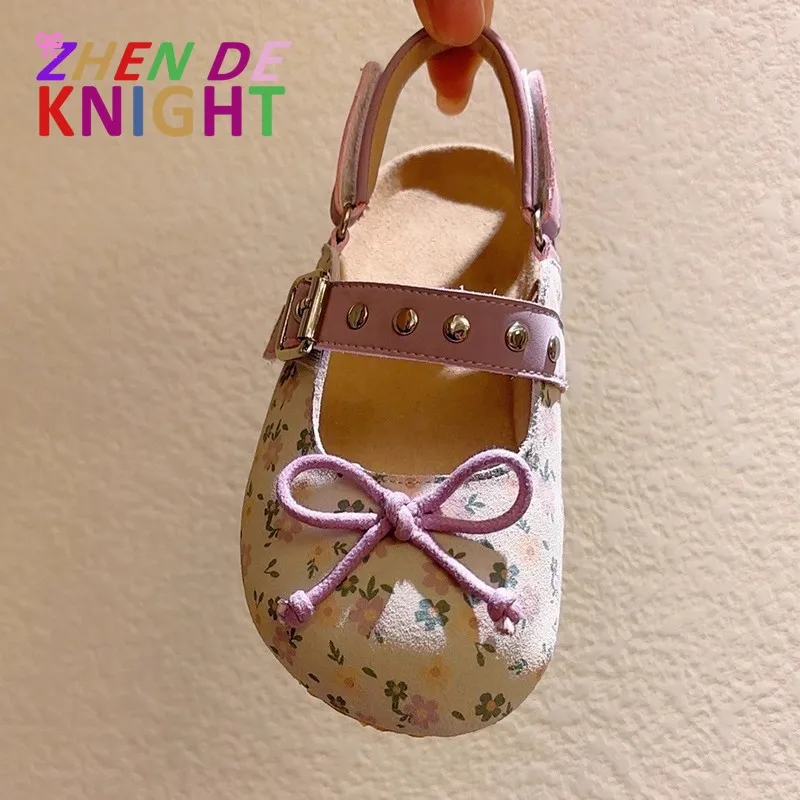 

Fashion Versatile Child Beach Shoe Simple Anti Slip Girls Sandals Bow Retro Kids Sandals 2025summer New Girl Shoes