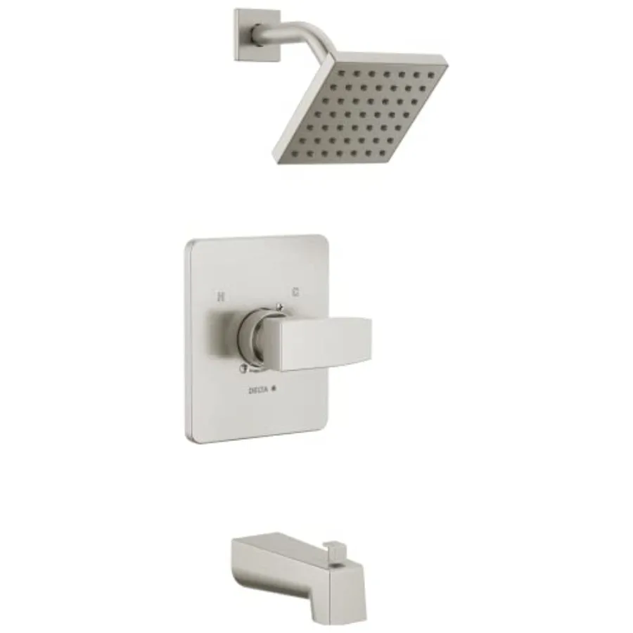 

Faucet Modern Brushed Nickel Tub and Shower Trim Kit Shower Faucet with Single-Spray Touch-Clean Shower Head Stainless T14467-S