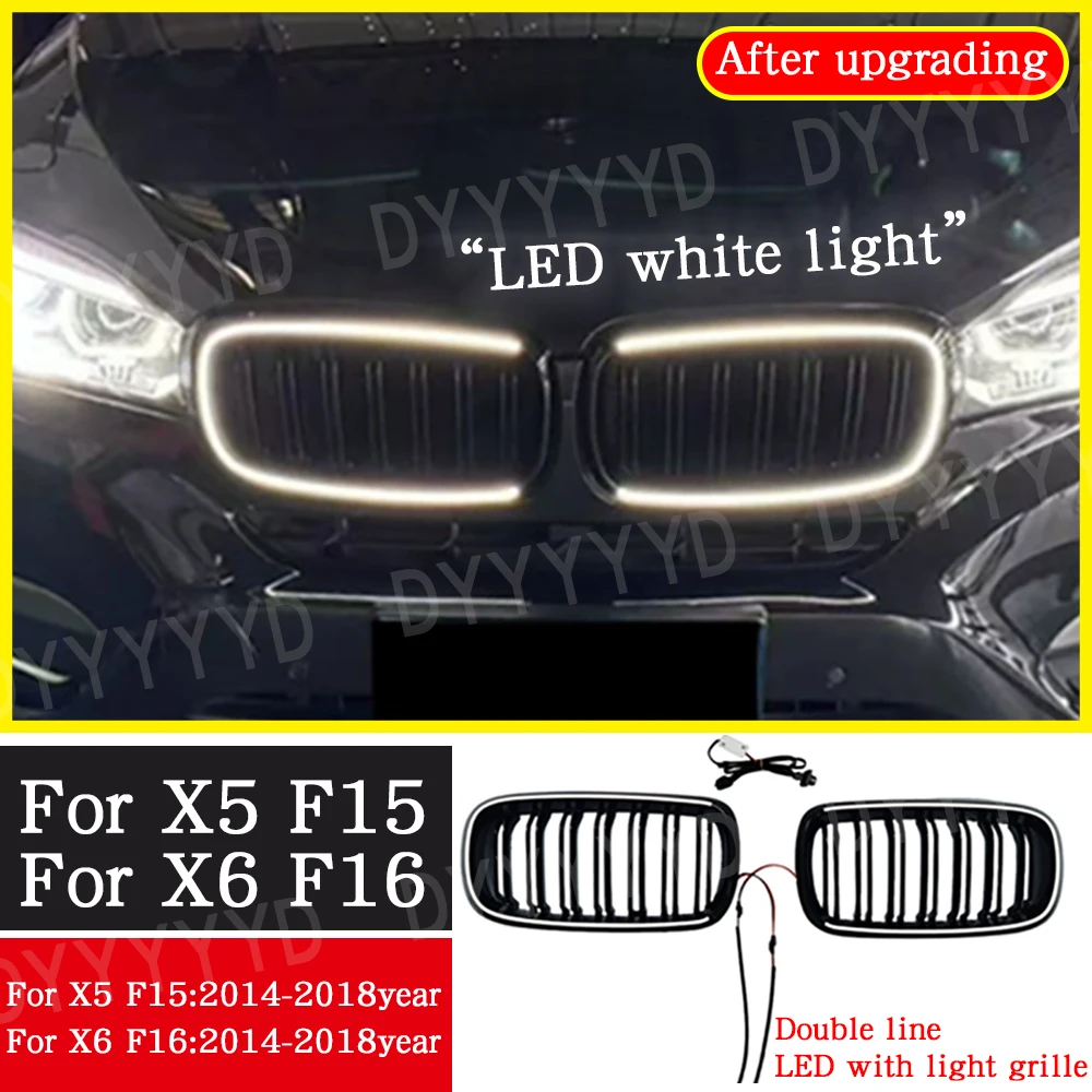 

for BMW X5 F15 LED Racing Grills High-Quality Front Radiator Kidney Bumper Upgrade Accessory xDrive 30i 35d 40i M50i 2014-2018