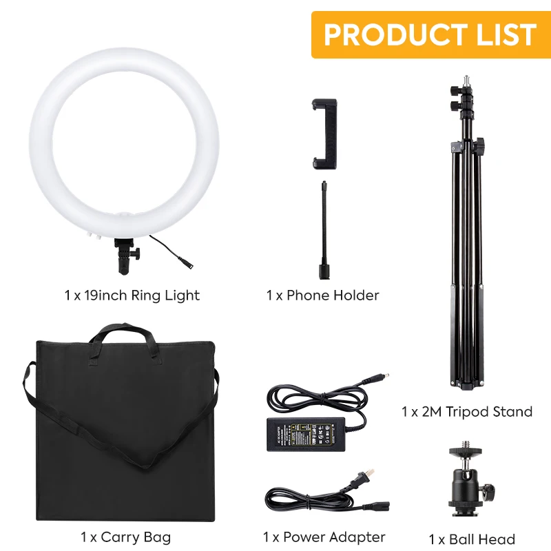 19" Bi-Color Ring Light with Stand & Phone Holder product image