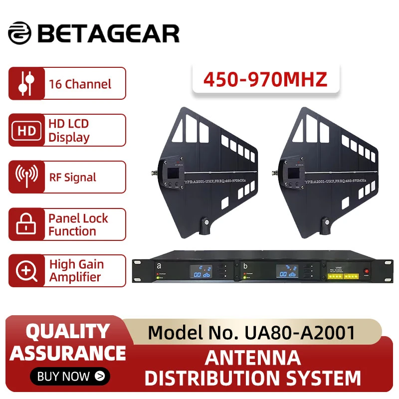 Betagear-Divisor de antena UHF de 16 grupos, sistema de distribución de antenas de señal RF profesional, equipo de Audio UA80 Pro, 450-970MHZ