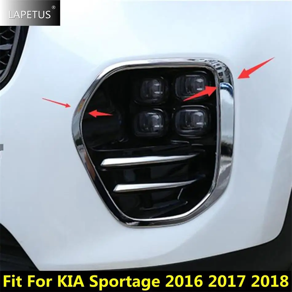 

Front Head Bumper Grille Fog Lights Lamps Frame Decoration Cover Trim Fit For KIA Sportage 2016 2017 2018 Car Chrome Accessories