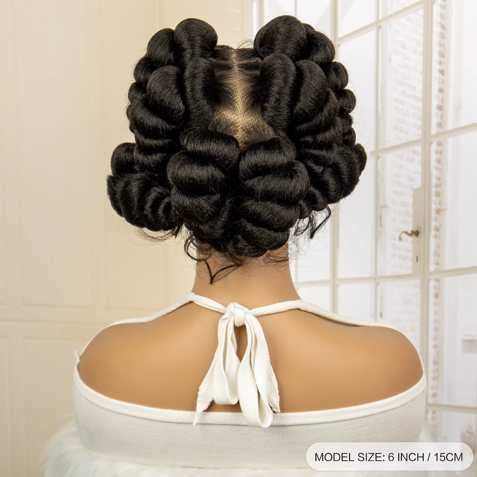 Synthetic Full Lace Afro Bantu Braided Wigs Knotless Box Braiding Wig with Baby Hair Lace Frontal Braids Wig for Black Women