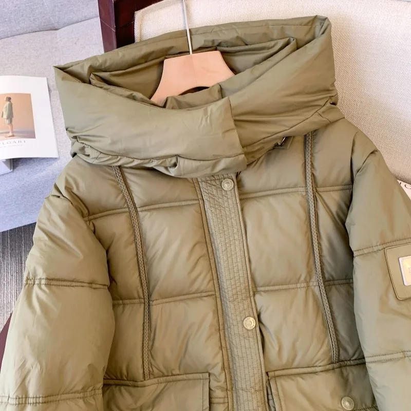 

New Women's Detachable Hooded Down Cotton Jacket Winter Warm Long Padded Jacket Fashion Female Korean Casual Parker Overcoat