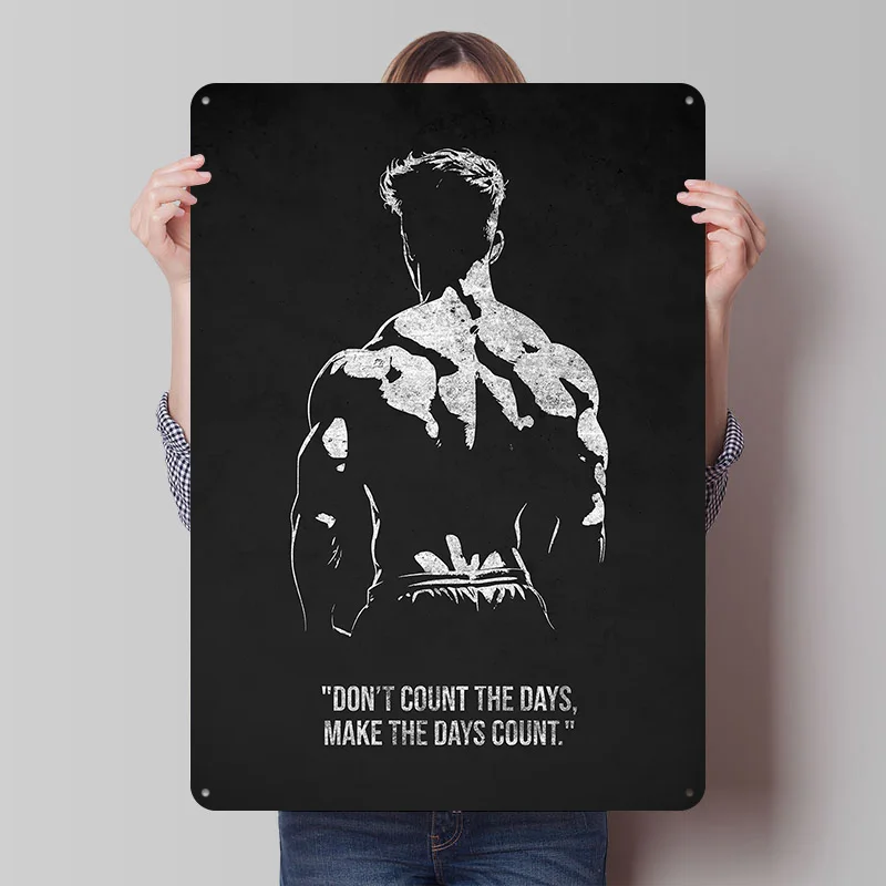 Motivierendes Fitness-Zitat Metallposter Individuelle Wandkunst Retro Vintage Blechschilder für Männerhöhle Dekoration Wohnungsdekoration