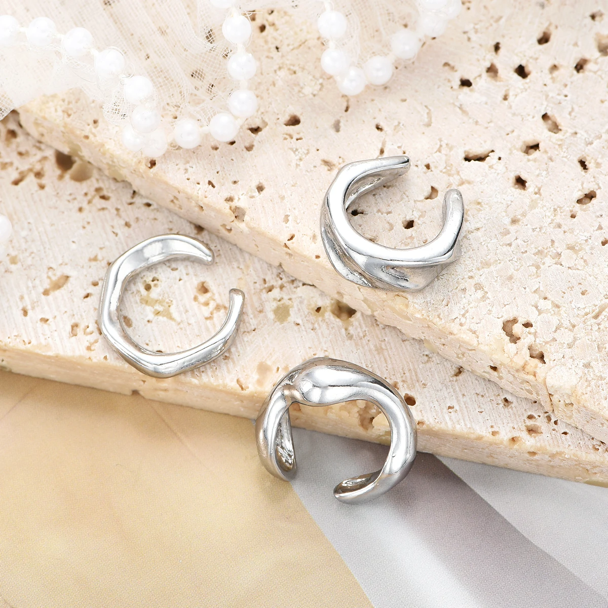 3 قطعة فاسق غير النظامية الفضة اللون المعادن قرط كبس للنساء الرجال محكم غير مثقوب أنيق Earcuff عيد الميلاد مجوهرات الأزياء