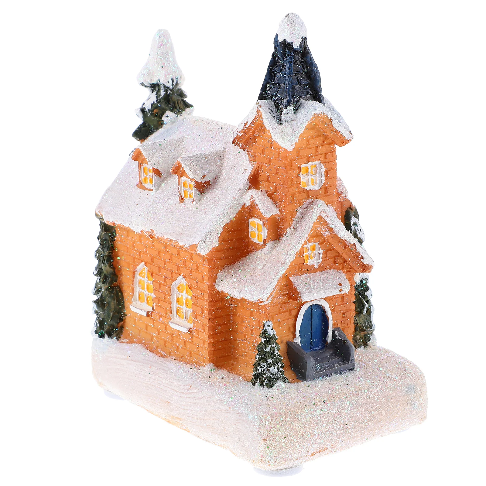 

Christmas Luminous House Resin Miniature Snow Village Decorative Statue naments Shop Supplies Centerpiece Gifts