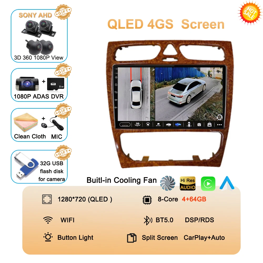 Android 16 autoradio multimediasysteem voor Mercedes Benz W203 Vito W639 Vaneo CLK W209 W210 CarPlay navigatie GPS 4G BT
