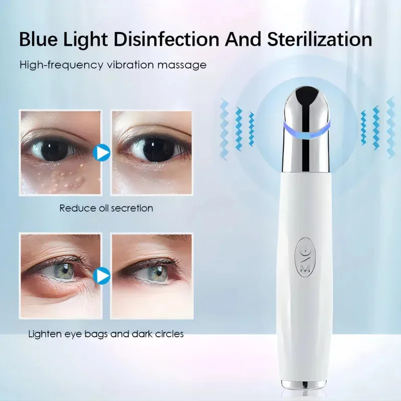Dispositivo de beleza para cuidados com os olhos, massageador facial 3 em 1, varinha de luz de fóton LED para relaxar olheiras, bolsas para inchaço, ferramenta de cuidados com a pele