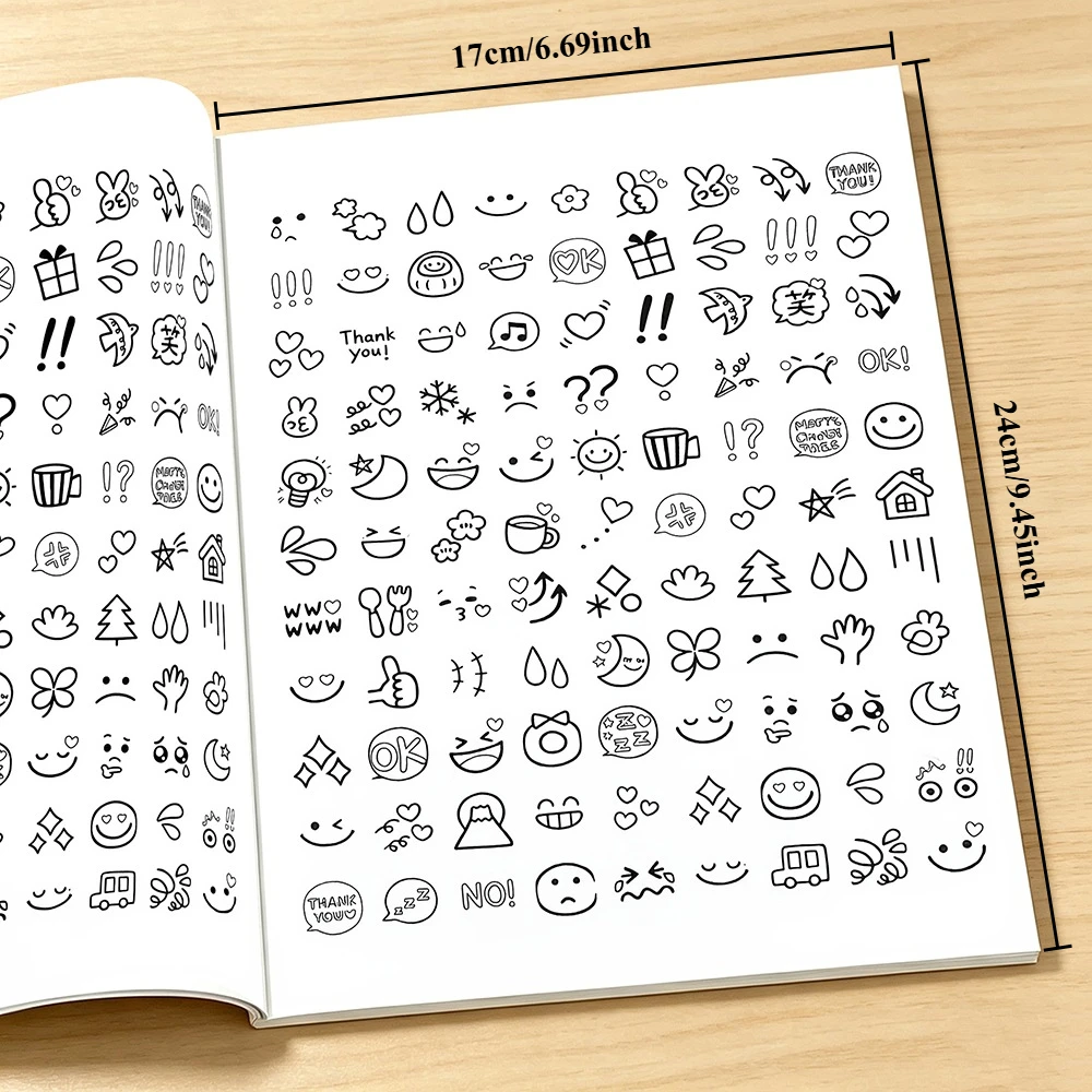 Adult Doodle Drawing Book with Cute Expressions, 32 Pages Cartoon Line Sketch Practice Book, Beginner Art Drawing Workbook