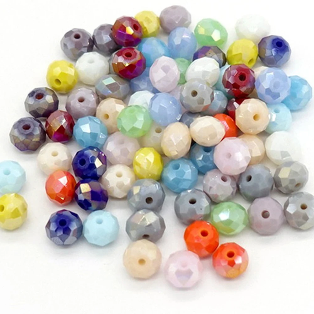 2mm 3mm 4mm 6mm 8mm Faceted Colorful Glass Beads Loose Spacer Faceted Beads DIY Making Needlework Bracelet Necklace DIY 26BTM3