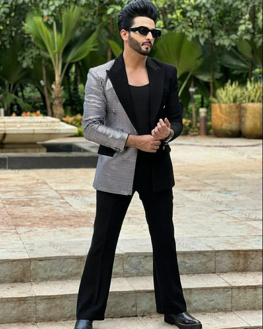 

Black Men Suits Set 2 Pieces Cotton Blazer+Pants Trousers Guest Wedding Tuxedos Jacket Formal Office Customized Male Coat