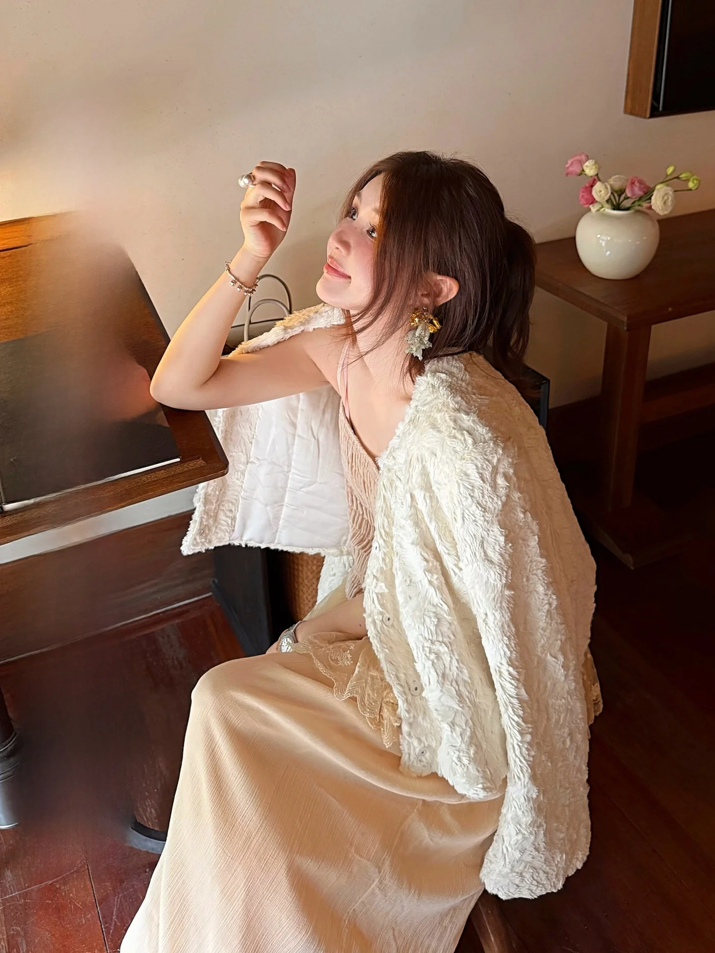 

IUIU AJing домашнее пальто с цветочным принтом Fraance, женское пальто с модным дизайном, осень-зима, Новое поступление, женская верхняя одежда