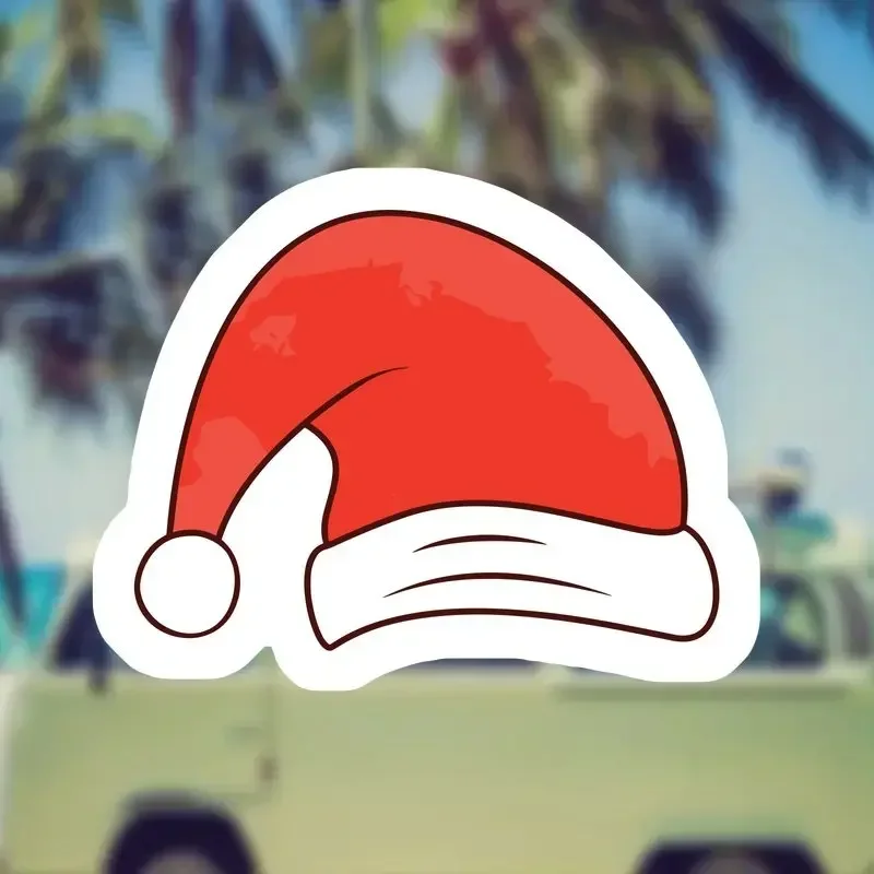 

1PC "Santa Hat" Christmas Car Motorcycle Sticker, Unique Minimalist Design Decal for Vehicle, Elegant Auto Decoration