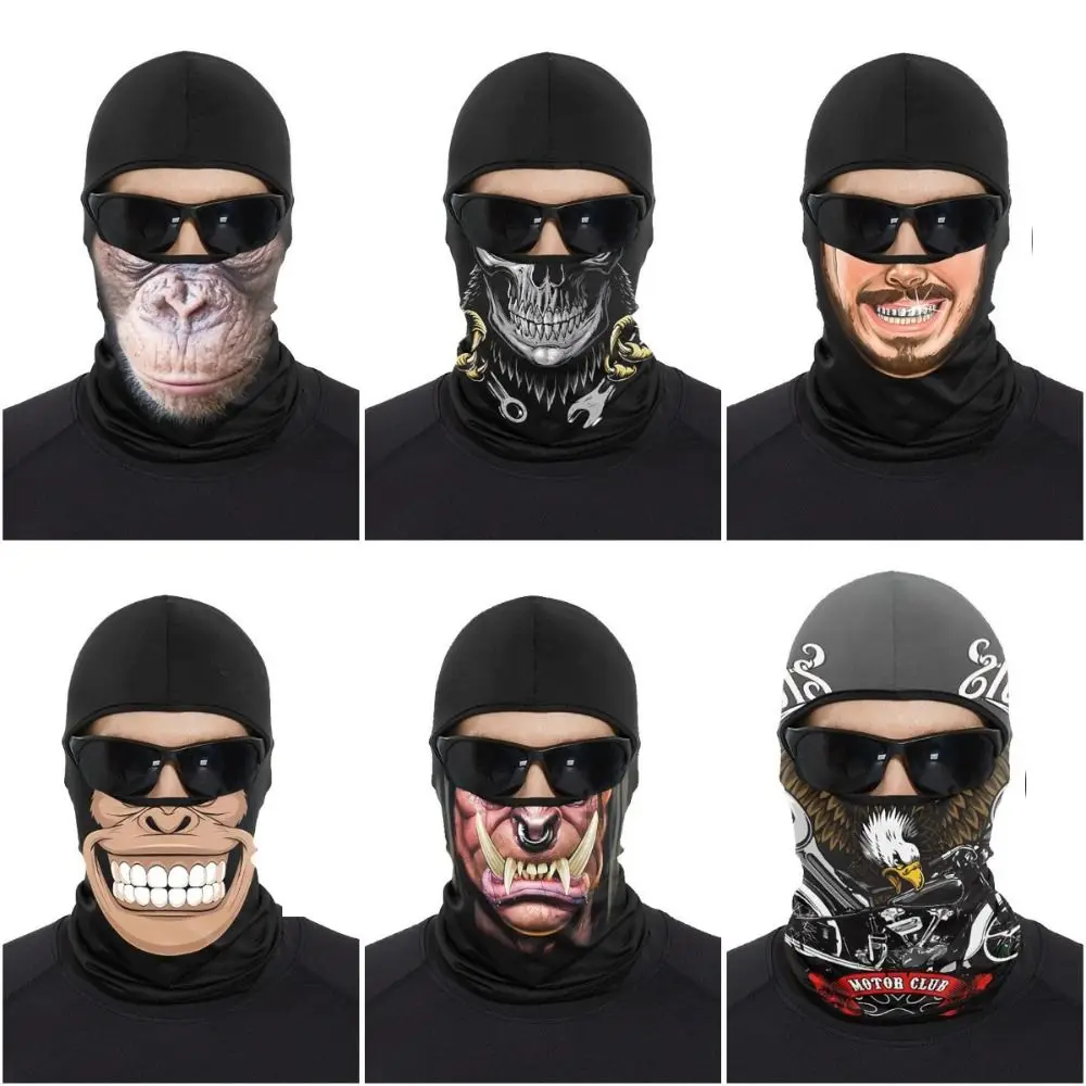 Funny Ape Mouth Skull Motorcycle Balaclava Lightweight Breathable Cycling Full Face Mask Quick Dry Windproof Riding Headwear Men