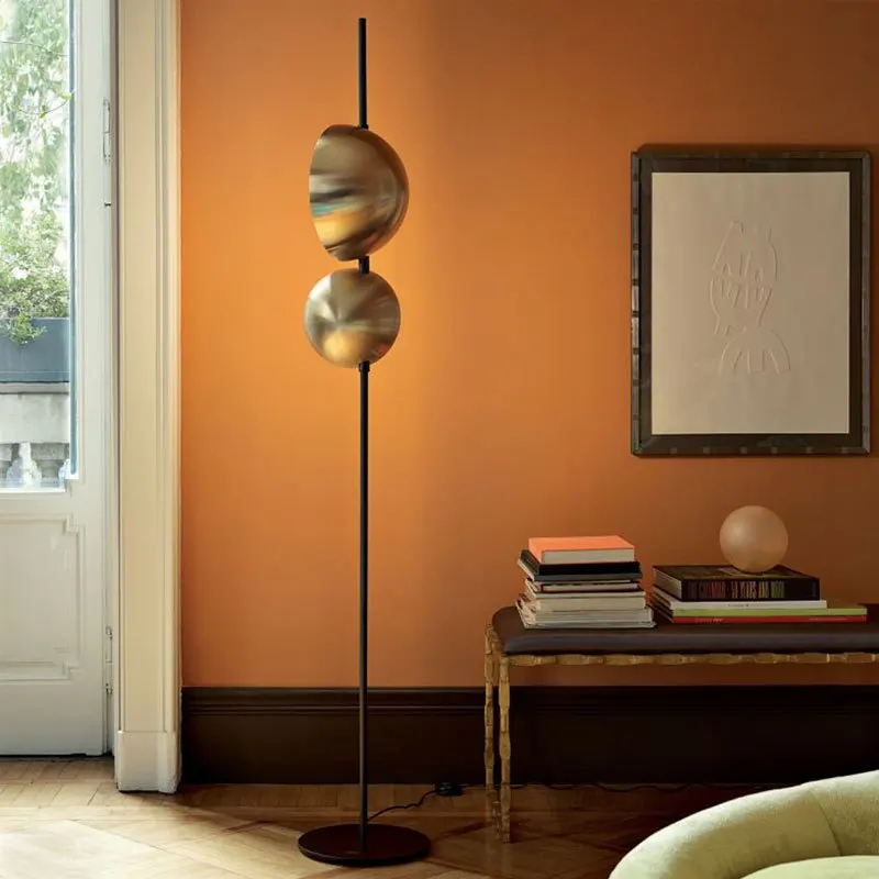 LED luxury floor lamp Modern designer iron floor lamp For Living Room Black Or Gold Double Lampshade