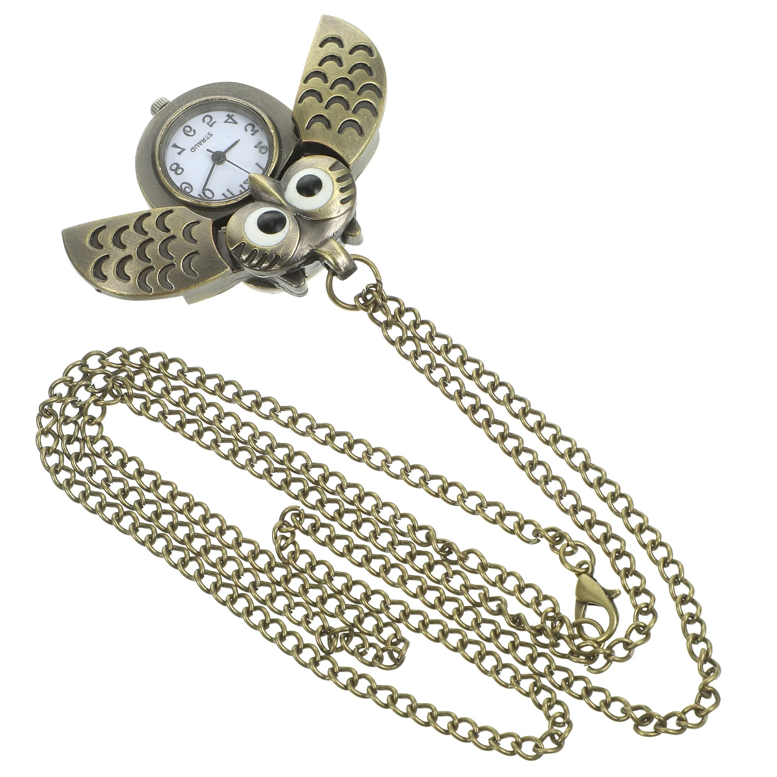 ساعة جيب كوارتز برونزية عتيقة على شكل بومة، سلسلة بدلاية كلاسيكية، هدية أنيقة للساعة اليومية #3