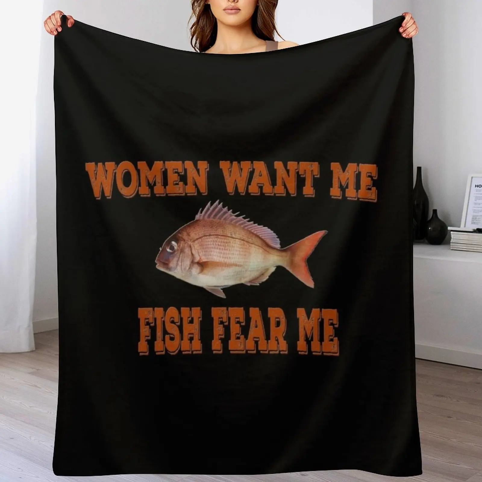 

Women Want Me Fish Fear Me Throw Blanket Warm Soft Plush Plaid Blankets