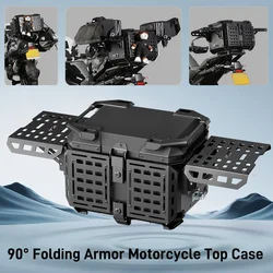 45L Motorcycle Top Case Helmet Box Aluminum Motorcycle Trunk Tail Box Waterproof Rear Luggage Case Toolbox With Fold Armor Shell