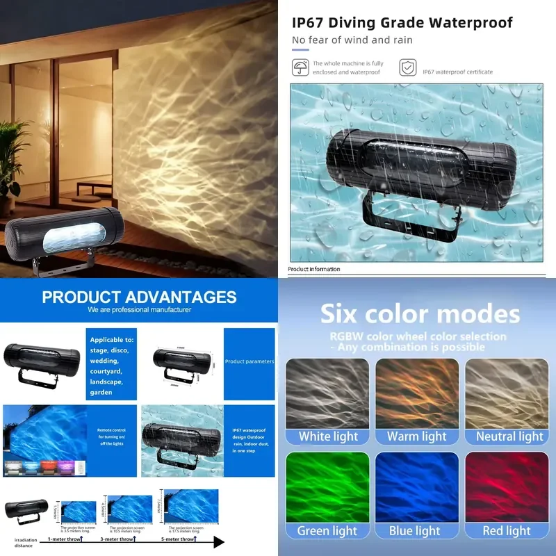 Dynamic Aurora Multicolor LED IP65/IP67 Projection Lamp for Restaurant Bar and Garden Wall Wash Lighting