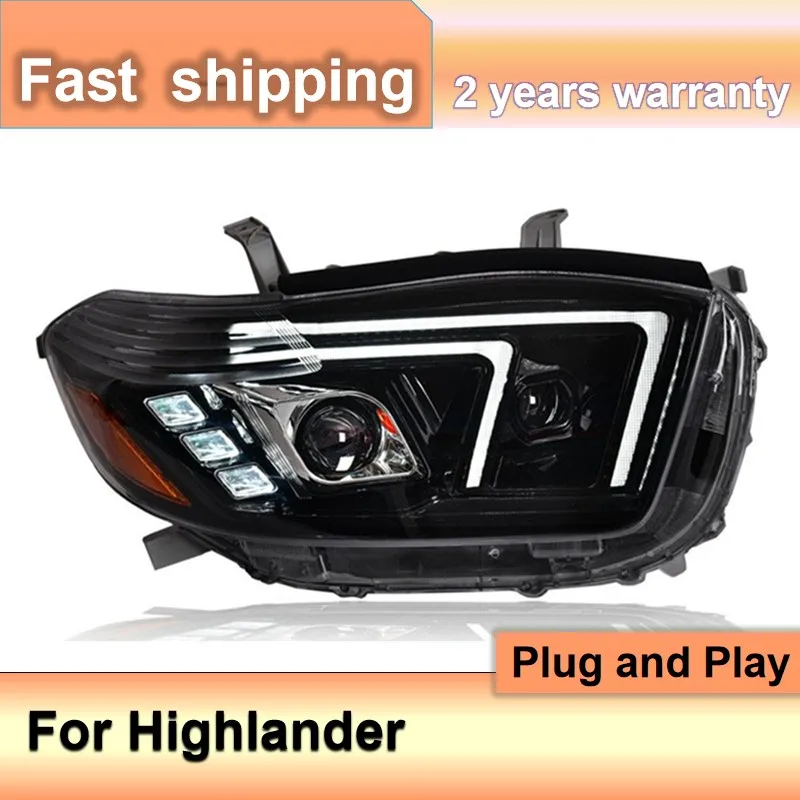 

Автомобильные аксессуары для фар Toyota Highlander 2009-2011 Kluger, головной светильник DRL, указатель поворота, линза проектора ближнего и дальнего света