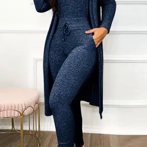 Tulum ince iki parçalı kadın, ceket, uzun kollu, cep tasarımı ve büzme ipli yakalı U şeklinde, kolsuz, bahar modası, 2023 Setin ilk 10 satışı onesies-no. 7