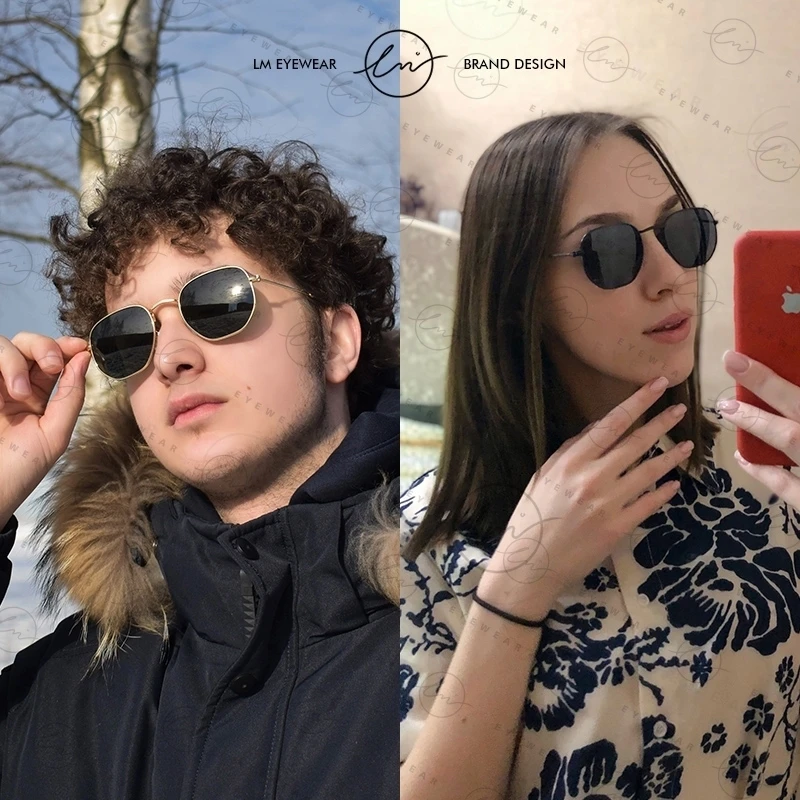 Lm Vintage ultraleichte Legierung kleine Rahmen Sonnenbrille Männer polarisierte Frauen trend ige Spiegel gläser Unisex UV400 Shades Gafas de Sol – Detail 1