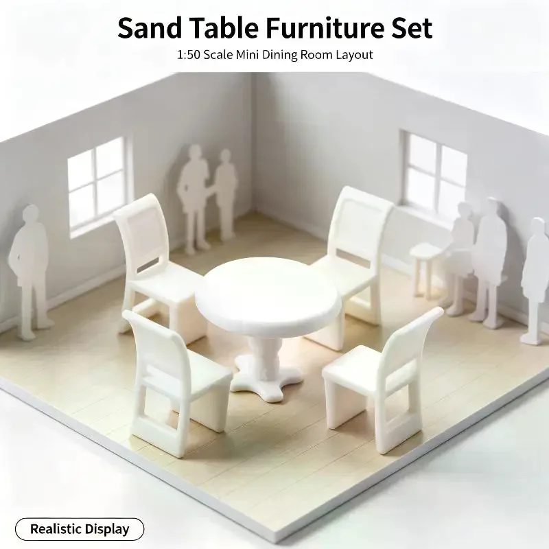 1 Set Sandtable Layout Dioramas Miniature Table&Chairs Model Indoor Toys For 1:50 1:75 1:100 DIY Model Making House Decoration