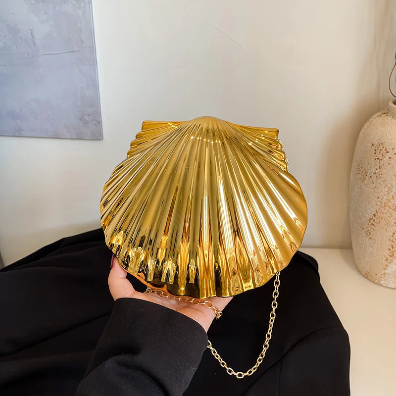 

Designer Shell Bag For Women Luxury Gold Evening Clutch Bag Fashion Wedding Purse Handbag High Quality Acrylic Crossbody Bag