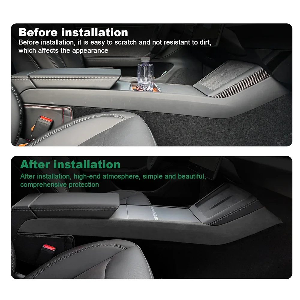 Italian Top Suede Center Console Side Strip Trim Sticker for Tesla Model Y Juniper 2025 2026 2027-Up Model 3 Highland 2024 Car