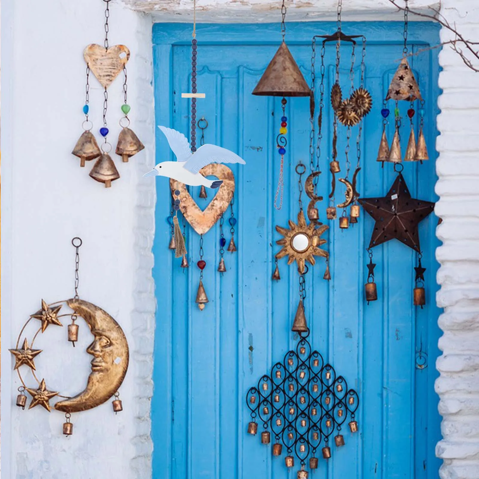 

Wooden Seagull Decor Mediterranean Home Art Craft Wall Hanging Ornament Ocean Themed Pendant Nautical Style Living Room