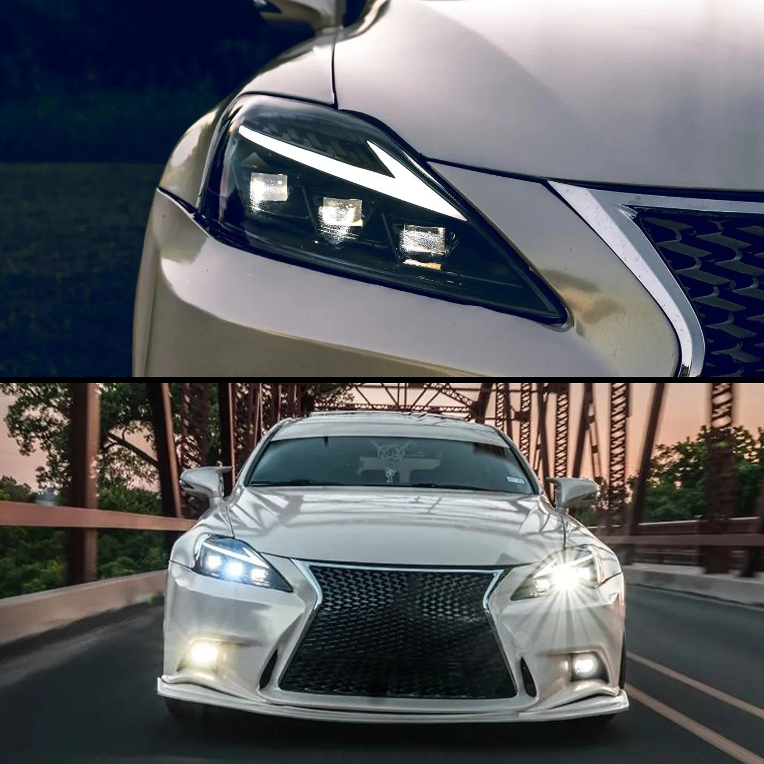 HCMOTIONZ LED Headlights for Lexus IS350 2006-2013 IS250 IS350C ISF 220d RGB Car Front Lamps Start UP Animation Sequential Light