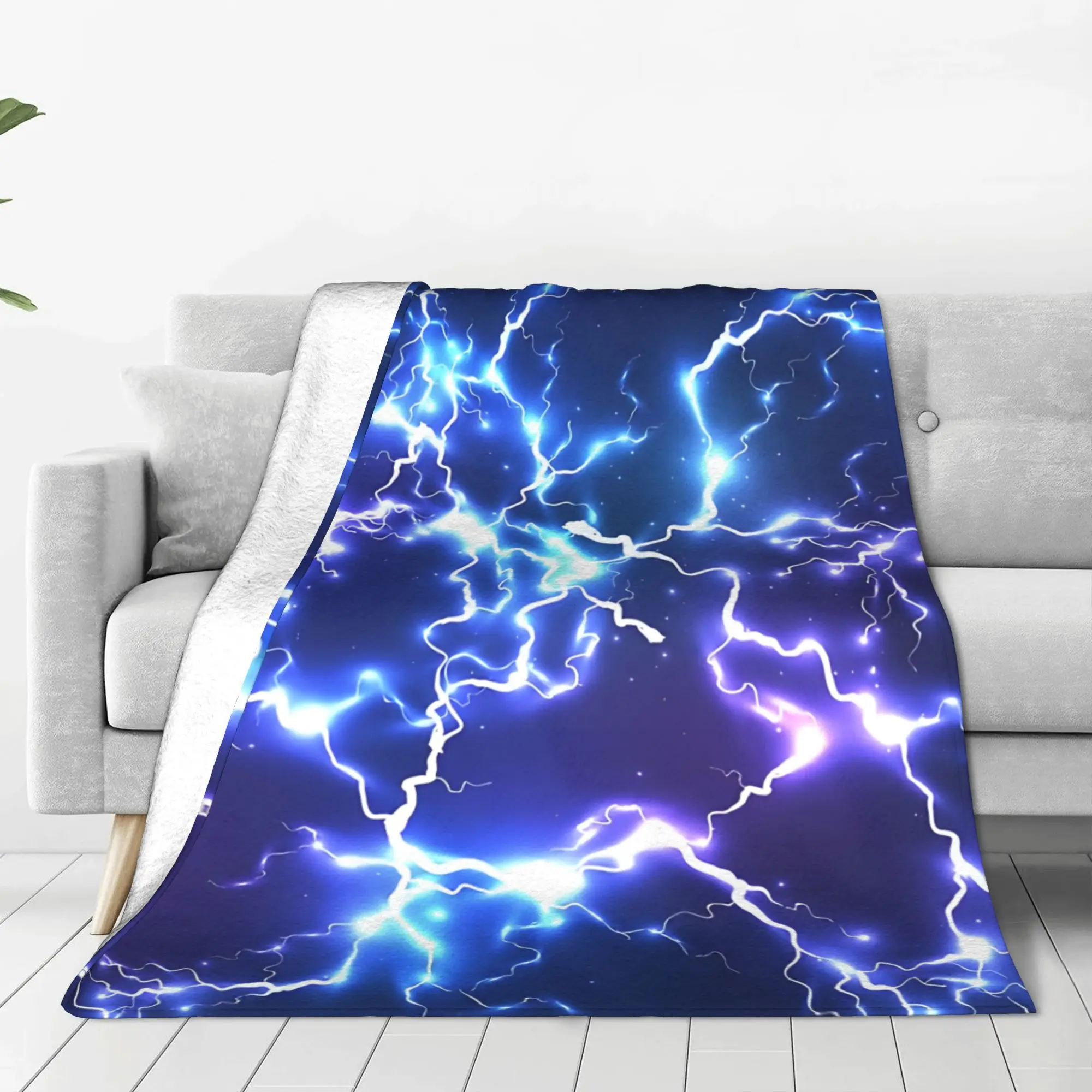 1PC Electric Flash Lightnings Trippy Landscape Home Room Decorations Winter Blankets For Adults Bedding Home Interior Sofa Knee
